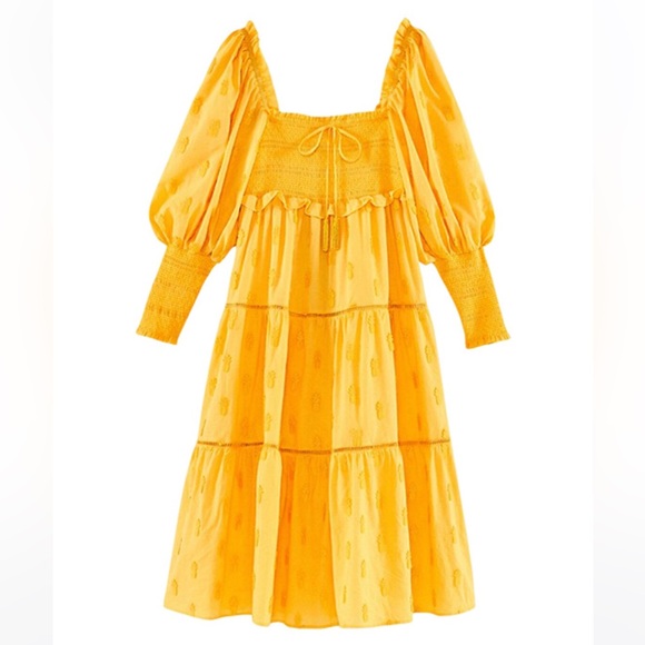 Farm Rio Yellow 3D Pineapple Midi Dress - Picture 5 of 10